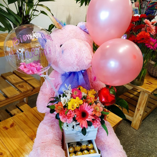 Box especial silvestre con ferrrero+ oso 1 metro nac.